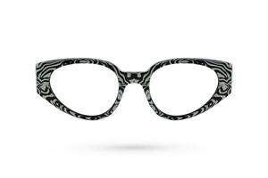 Mode Brille Zebra Stil Kunststoffgerahmt isoliert auf Weiß Hintergrund. foto