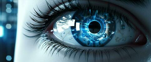 Frau Technologie Roboter Auge foto