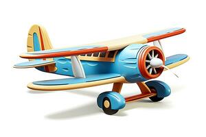 3d Spielzeug Flugzeug ist gezeigt auf ein Weiß Hintergrund foto