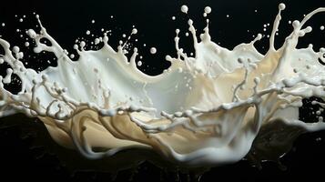 Weiß Milch Welle Spritzen mit Spritzer und Tropfen generativ ai foto