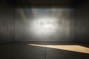 leeren Mauer Zimmer mit Schatten und Licht von Fenster, im das Stil von minimalistisch Hintergrund, modern Innere Konzept, ai generieren foto