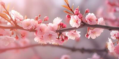 Rosa Kirsche blühen im Frühling Jahreszeit, ai generieren foto