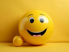 Gelb Smiley Emoji mit isoliert Hintergrund generativ ai foto