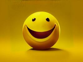 Gelb Smiley Emoji mit isoliert Hintergrund generativ ai foto