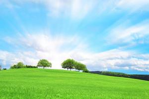 Hügel mit grünem Gras und blauem Eis foto