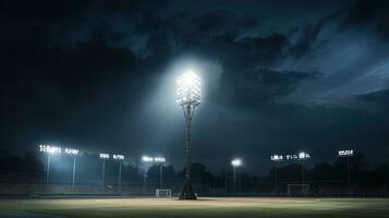 Scheinwerfer Pole im Sport Stadion gegen das Himmel. Silhouette Konzept foto