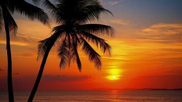 Palme Bäume Gliederung im Thailand während Sonnenuntergang. Silhouette Konzept foto