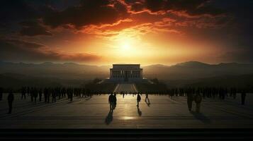 Anitkabir atatürk im Truthahn s Ankara Landschaft. Silhouette Konzept foto