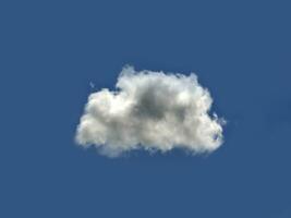 Single Weiß Wolke Über Blau Himmel Hintergrund. flauschige Kumulus Wolke gestalten Foto