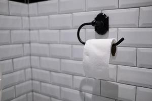 Seidenpapier an Wand, Toilette