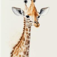 Baby Giraffe im Aquarell Stil auf Weiß Hintergrund Illustration foto