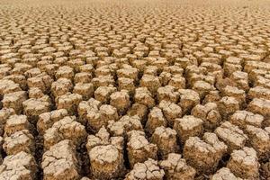 das Konzept der natürlichen Dürre der Umwelt auf der Erde trockener Boden, rissiger Boden mit Bodenerosion wird rot, der nicht landwirtschaftlich ist