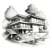 modern Haus skizzieren Illustration generativ ai foto