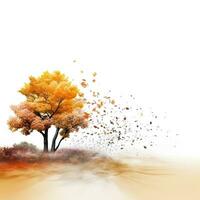 Herbst Baum und Blatt mit Weiß Hintergrund hoch Qualität ai generiert Bild foto