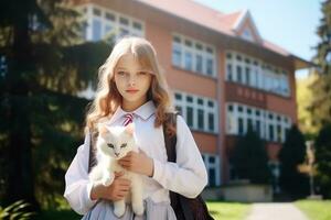 Mädchen gehen zu Schule foto