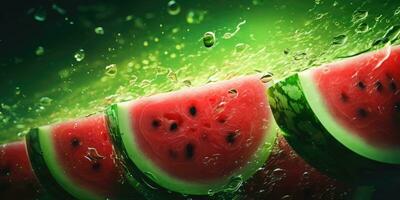 Wassermelone Scheiben Hintergrund. Illustration - - ai generativ foto