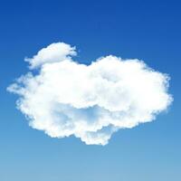 Single Weiß runden Wolke isoliert Über Blau Hintergrund foto