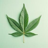 Cannabis Blatt auf ein Licht Hintergrund. generativ ai foto
