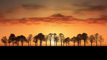 wolkig Sonnenaufgang Über das Bäume. Silhouette Konzept foto