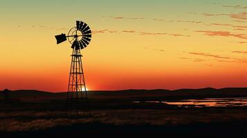 Windmühle Silhouette beim Sonnenuntergang alt gestaltet Stil foto