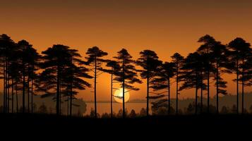 Sonnenaufgang im Kiefer Wald Thailand. Silhouette Konzept foto