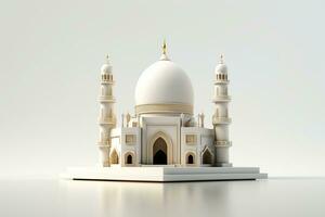 3d Rendern von ein Weiß Moschee mit ein golden Kuppel foto