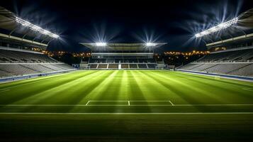 Fußball Stadion beim Nacht mit hell Beleuchtung foto