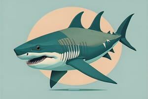 Hai mit öffnen Mund. Vektor Illustration von ein Hai mit öffnen Mund. ai generativ foto