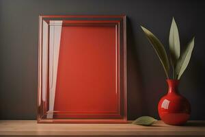 Glas Bild Rahmen auf ein solide Farbe Hintergrund. ai generativ foto