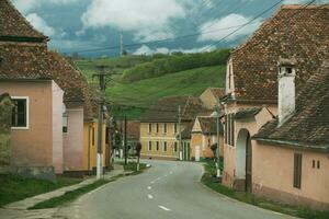 Biertan ein sehr schön mittelalterlich Dorf im Siebenbürgen, Rumänien. ein historisch Stadt, Dorf im Rumänien Das hat konserviert das fränkisch und gotisch architektonisch Stil. Reise Foto. foto