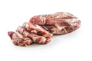 Schweinefleisch Hals roh Fleisch isoliert auf Weiß Hintergrund foto
