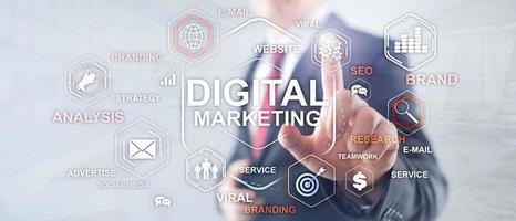 digitales Marketing. Mixed-Media-Geschäftshintergrund. foto