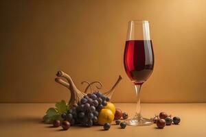 Glas von rot Wein auf schwarz Hintergrund. ai generativ foto
