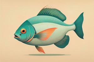 Illustration von ein Fisch auf ein Gelb Hintergrund, Vektor Illustration. ai generativ foto