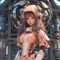 3d machen von Mecha Roboter Anime Mädchen foto