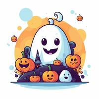 Halloween eben Design einfach Karikatur Weiß Hintergrund hoch Qualität ai generiert Bild foto