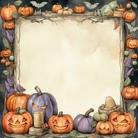 Trick oder behandeln Halloween Aquarell Rahmen hoch Qualität ai generiert Bild foto