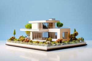 Layout von ein modern Wohn Bereich mit Landschaftsbau. generiert durch künstlich Intelligenz foto