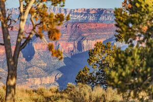 Panorama Bild Über großartig Schlucht mit Blau Himmel im Arizona foto