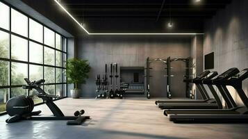 3d machen modern Fitnessstudio Fitness Zimmer. foto