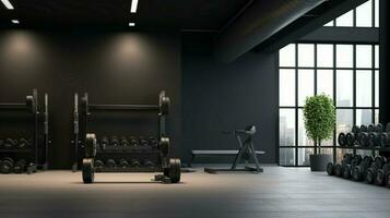 3d machen modern Fitnessstudio Fitness Zimmer. Logo Attrappe, Lehrmodell, Simulation. foto