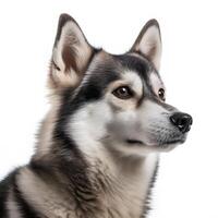 ai generativ Alaska klee kai Rasse Hund isoliert auf ein Weiß Hintergrund foto