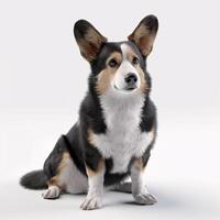 ai generativ Strickjacke Walisisch Corgi Rasse Hund isoliert auf ein klar Weiß Hintergrund foto