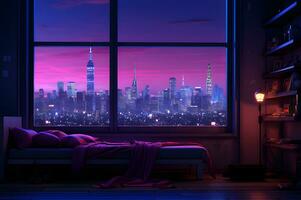 Zimmer mit lila Umgebungs Blitz foto