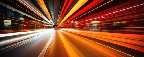 der Verkehr im das Stadt beim Nacht - - ai generativ foto