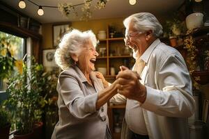 Senior Paar Tanzen zusammen - - ai generativ foto