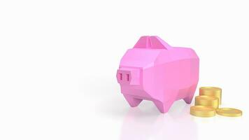 das Schweinchen Bank und Gold Münze zum Ersparnisse Konzept 3d Rendern foto