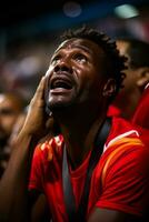 traurig Neu kaledonisch Fußball Fans foto