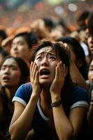 traurig Koreanisch Republik Fußball Fans foto