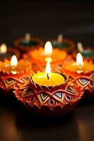 Diwali Lehm Diya Lampen sind zündete während Diwali oder Deepavali Feierlichkeiten foto